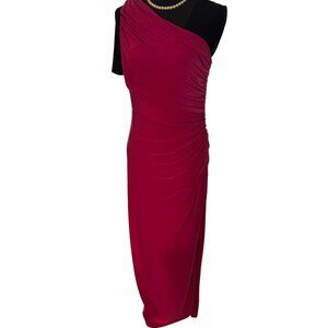 Lauren Ralph Lauren Evening One Shoulder Ruched Dress Women Bodycon Slit Party